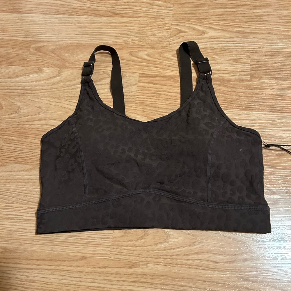 Mono B Sportsbra, Brown with Leopard Print, Size Medium, NWT